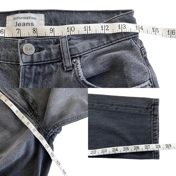 Reformation Julia High Cigarette Jean Wash Monterey Women's Sz 26 Charcoal Black - Picture 6 of 9